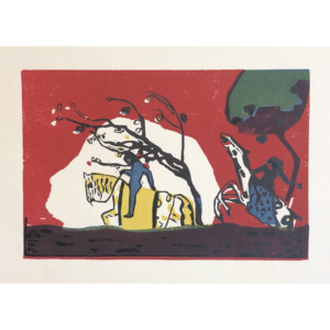 Zwei Reiter vor Rot <br>(Two Riders with Red Background)